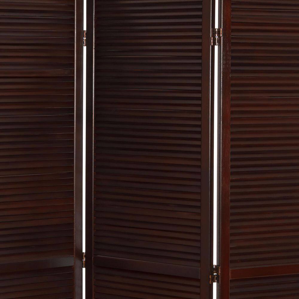 Oriental Furniture 6 ft. Brown 3-Panel Shutter Room Divider