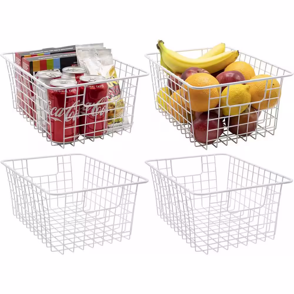 Sorbus 4-Pack White Metal Wire Baskets Storage Bin Organizer