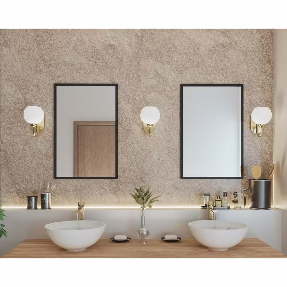 Progress Lighting Carisa Collection 1-Light Vintage Gold Opal Glass Mid-Century Modern Bath Vanity Light