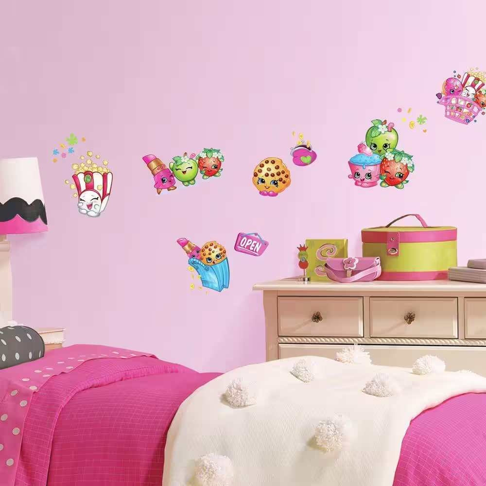 RoomMates 5 in. W x 11.5 in. H Shopkins 39-Piece Peel and Stick Wall Decal
