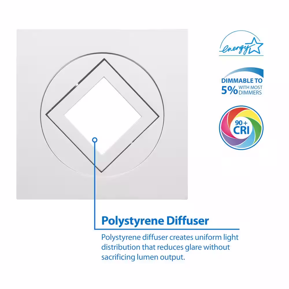 NICOR DQR4MA Series 4 in. Square 3000K White Integrated LED Recessed Gimbal/Eyeball Trim