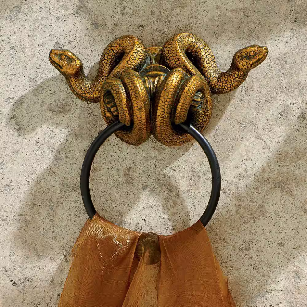 Design Toscano 6 in. x 6 in. Egyptian Cobra Goddess Towel Ring Wall Sculpture