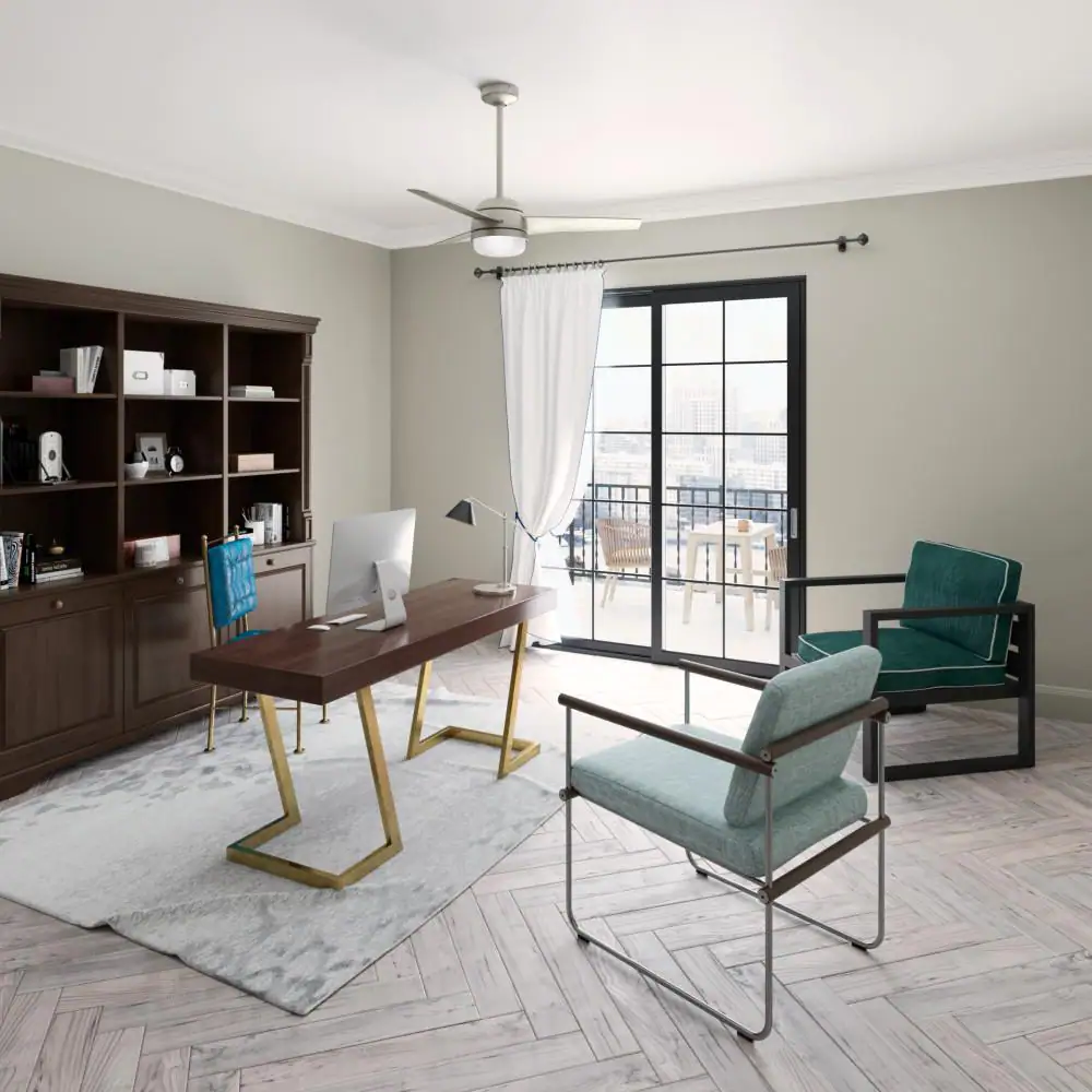 Hunter Midtown 48 in. LED Indoor Matte Nickel Ceiling Fan with Light and Remote Control