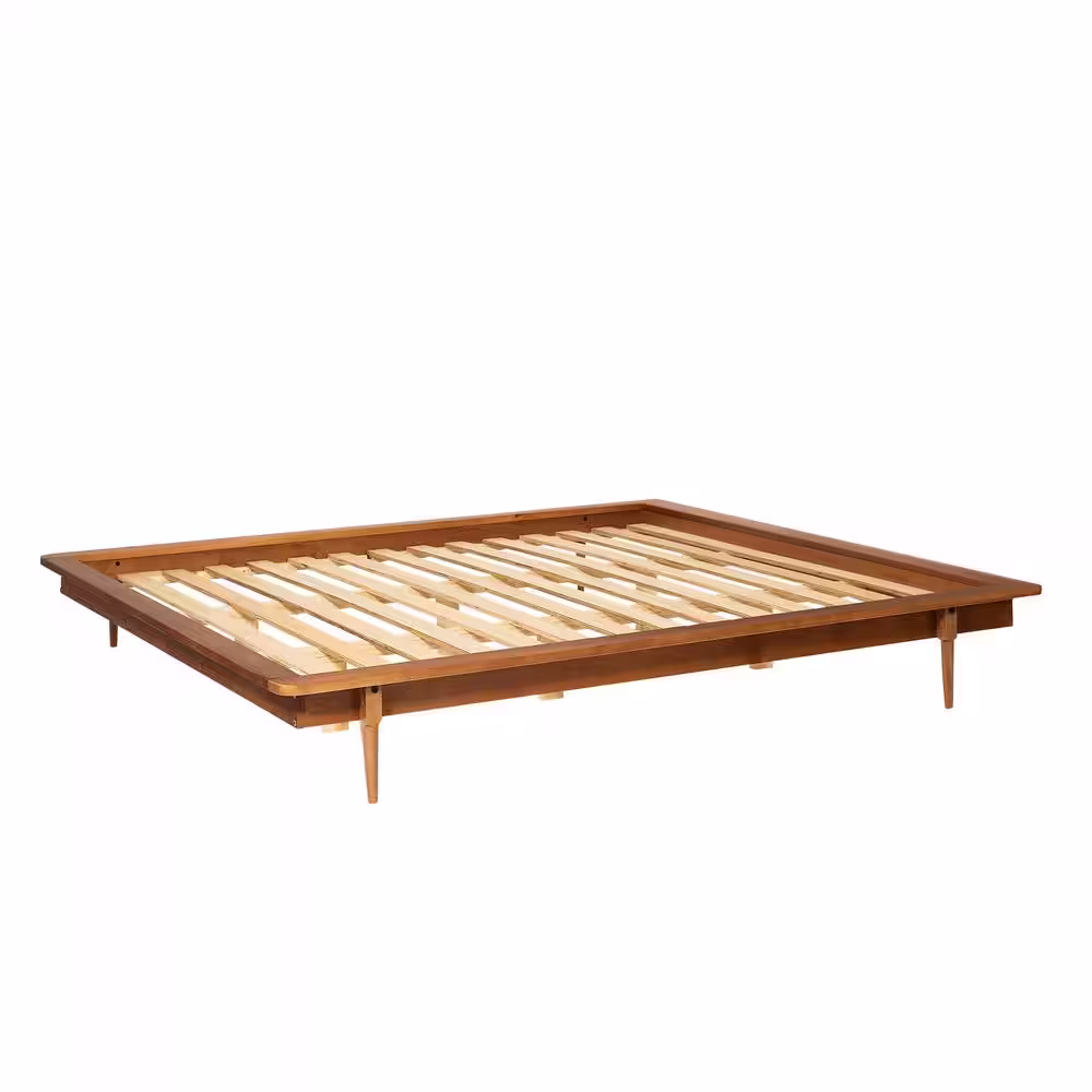 Welwick Designs Caramel King Solid Wood Platform Spindle Bed