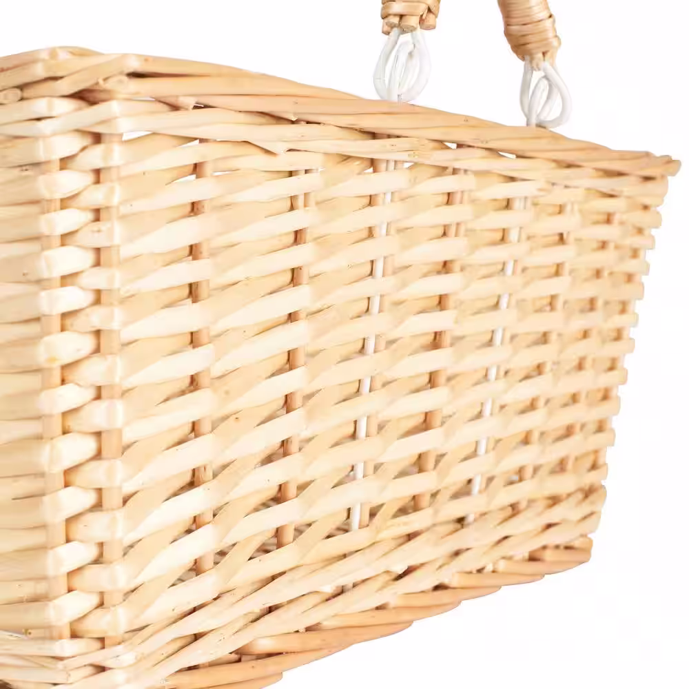 HOUSEHOLD ESSENTIALS Brown Willow Market Basket with 2-Handles