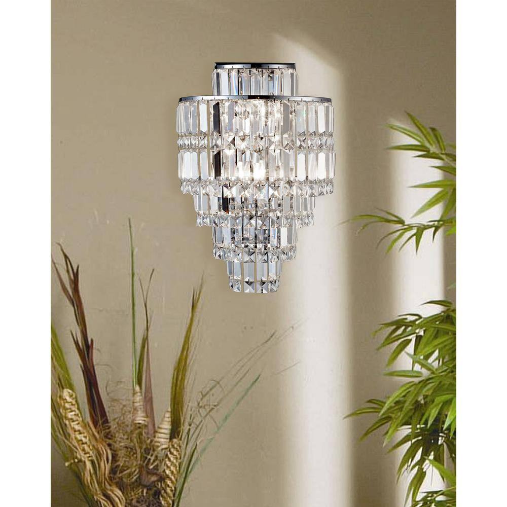 Dale Tiffany Cathedral 18 in. Polished Chrome Wall Sconce with Solid Crystal Shade
