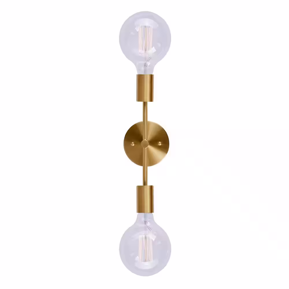 None Baton 2-Light Soft Gold Wall Sconce Vanity Light