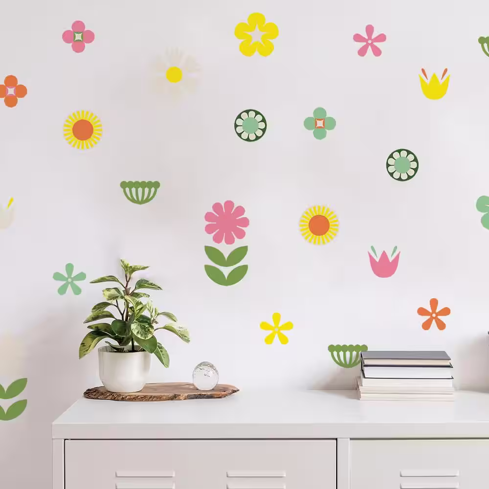 Tempaper Retro Flower Peel and Stick Wall Decals (Set of 44)