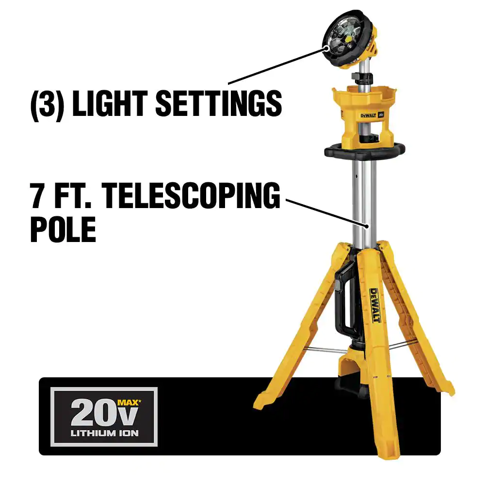 DEWALT 20V MAX 3000-Lumen Adjustable LED Tripod Light
