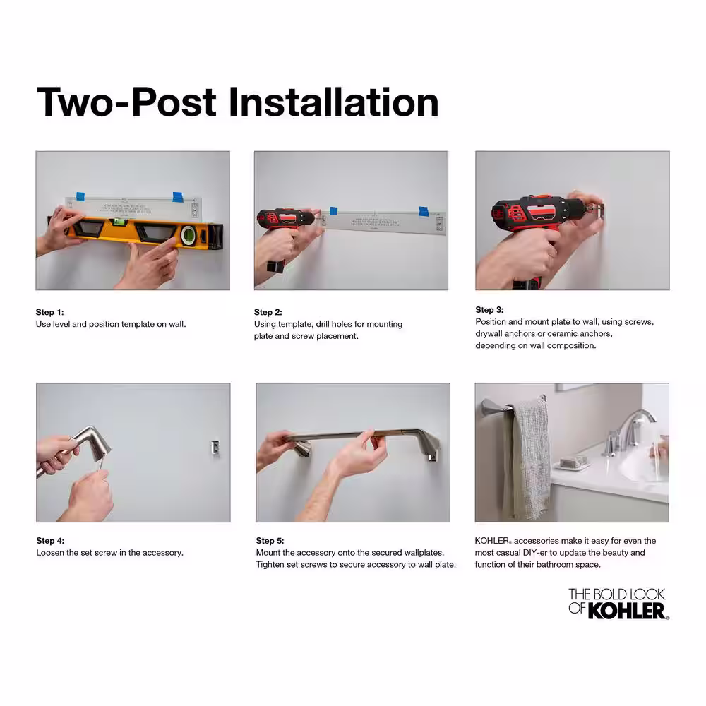 KOHLER Forte Sculpted 30 in. Towel Bar in Vibrant Brushed Nickel