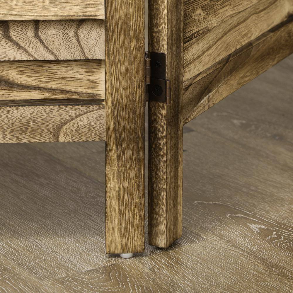 HOMCOM Brown 63 in. L x 0.75W x 67 in. H Rustic Style, 4-panel Room Divider