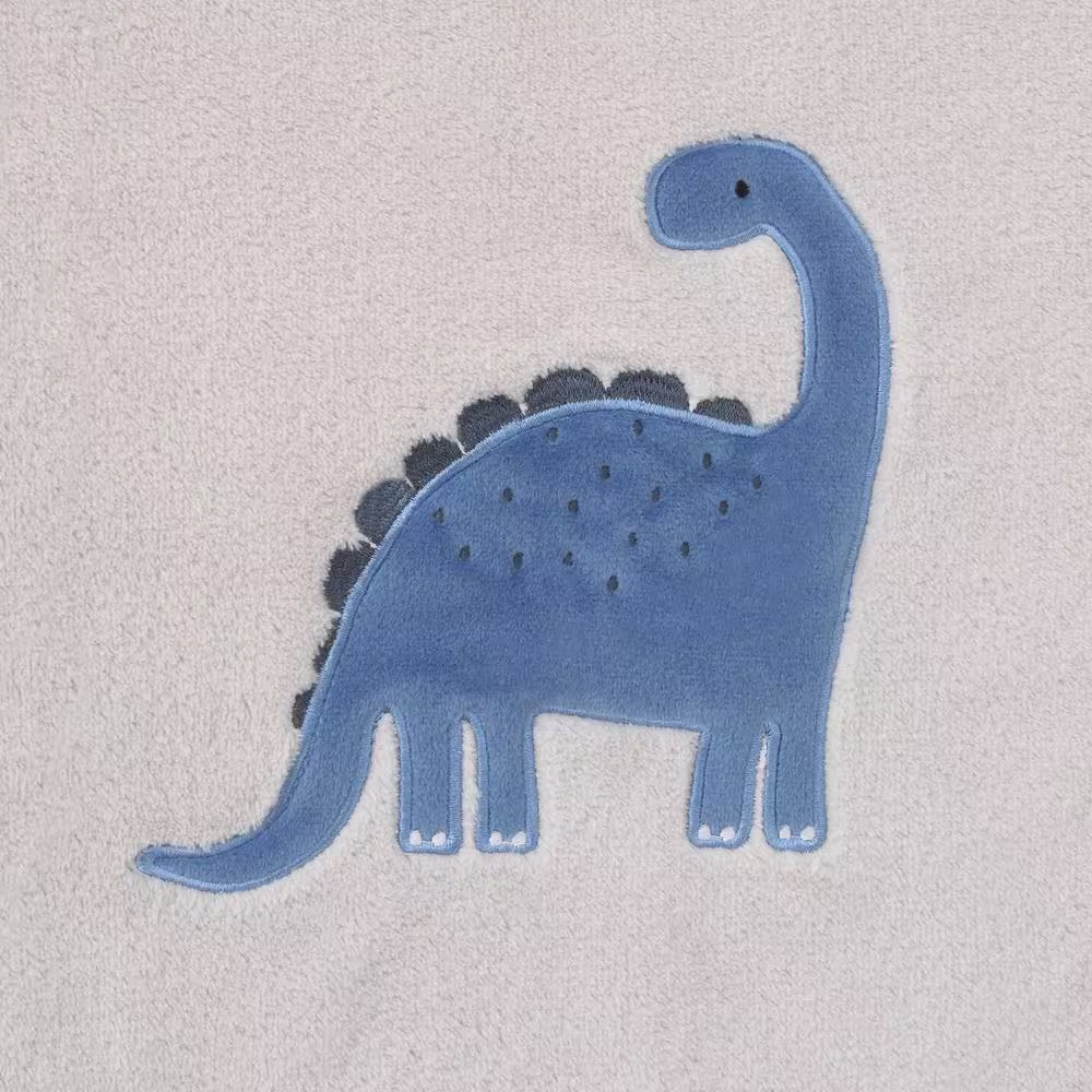 CARTER'S Dino Adventure Super Soft Gray and Blue Polyester Coral Fleece Baby Blanket