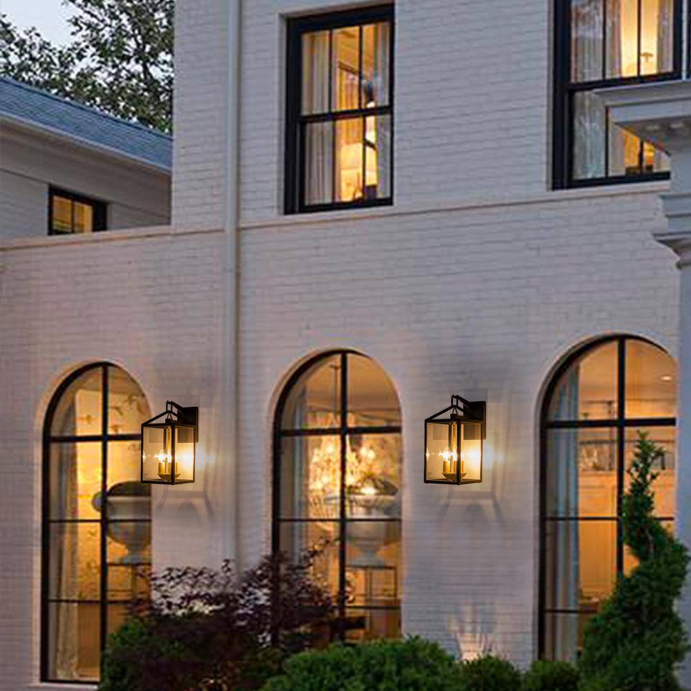EDISLIVE Tuscany 3-Light Black and Gold Outdoor Wall Sconce with Clear Glass