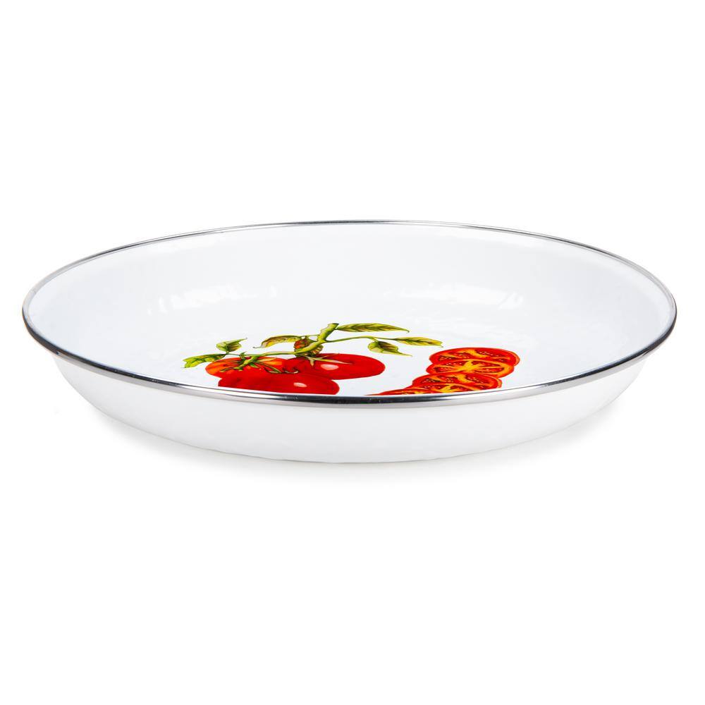 Golden Rabbit 10 in. Tomatoes Enamelware Pasta Plate Set of 4