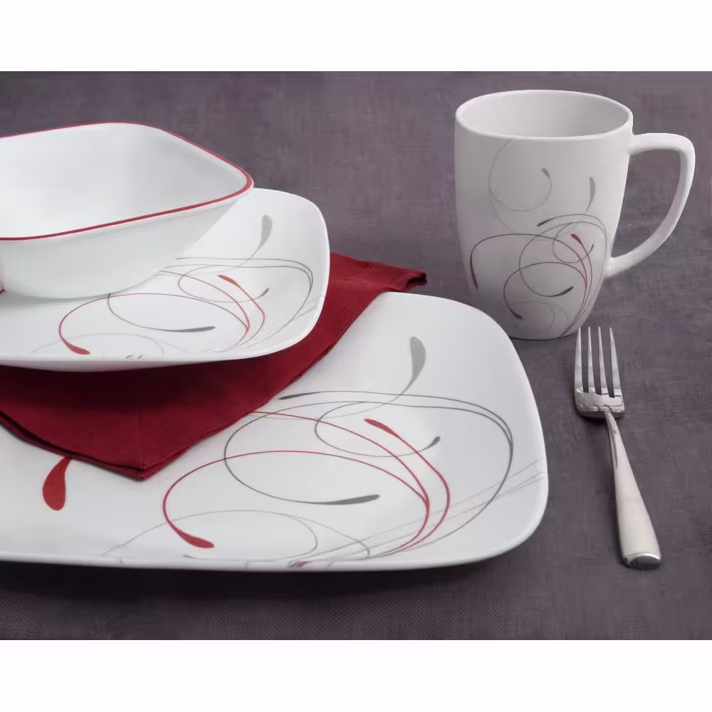 Corelle 16-Piece Patterned Splendor Glass Dinnerware Set (Service for 4)