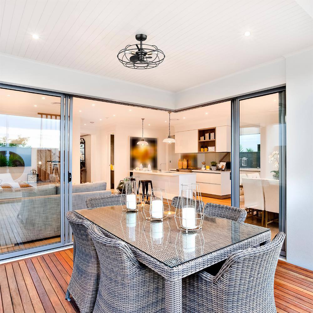 Altitude Farmdale 24 in. Indoor/Outdoor Matte Black Ceiling Fan with Light Kit and Remote Control