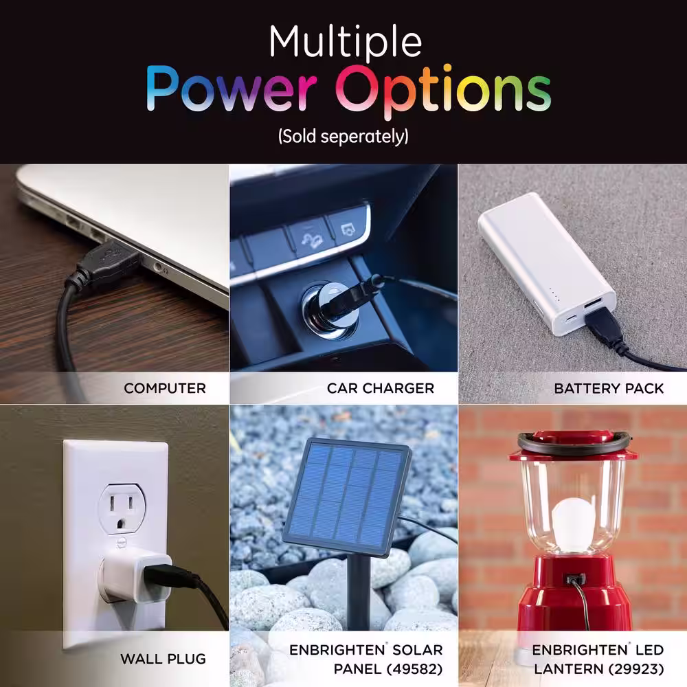 Enbrighten 24 Bulbs 24 ft. Outdoor/Indoor USB Color Changing LED String Light, Edison Bulb