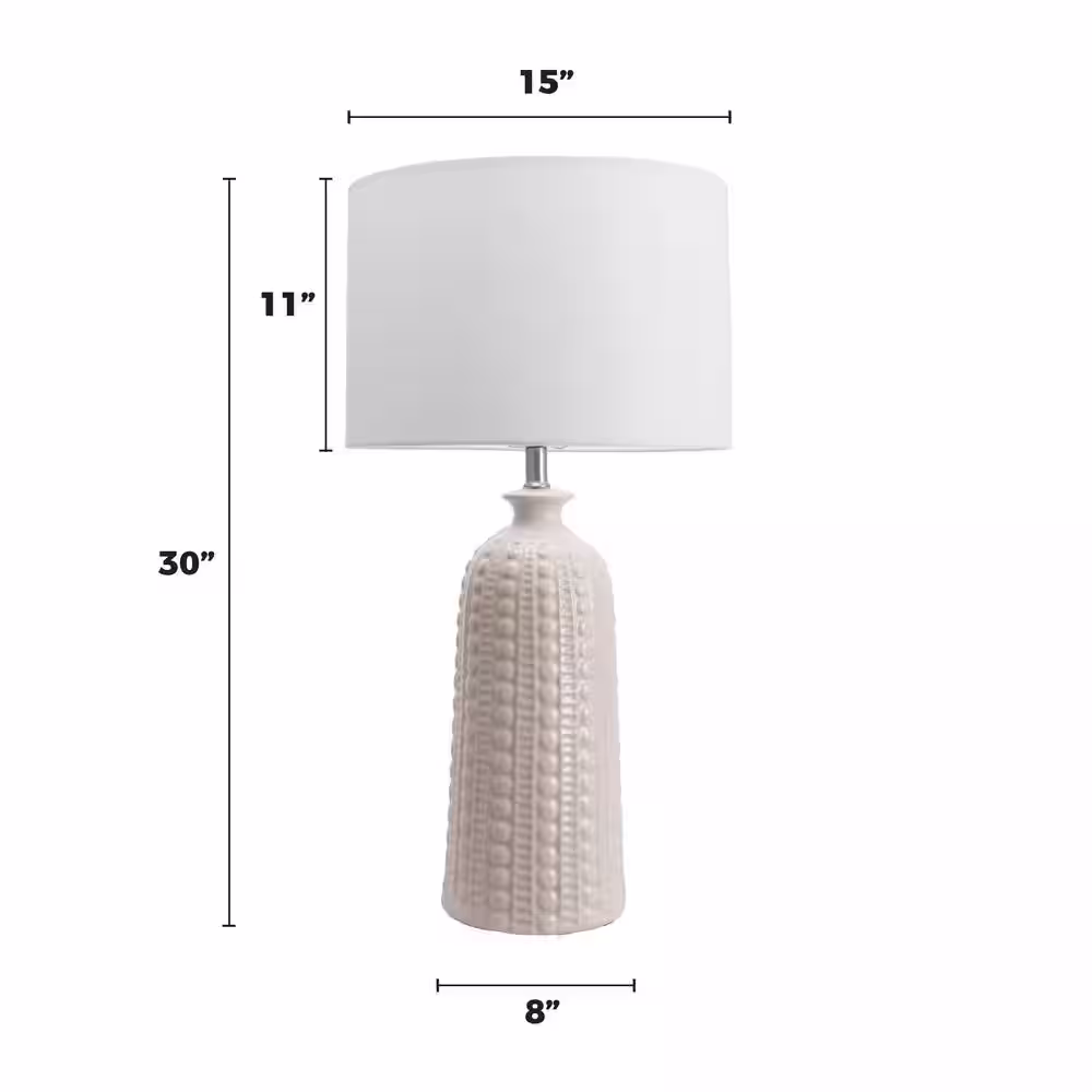 nuLOOM Flint 30 in. Cream Transitional Table Lamp with Shade