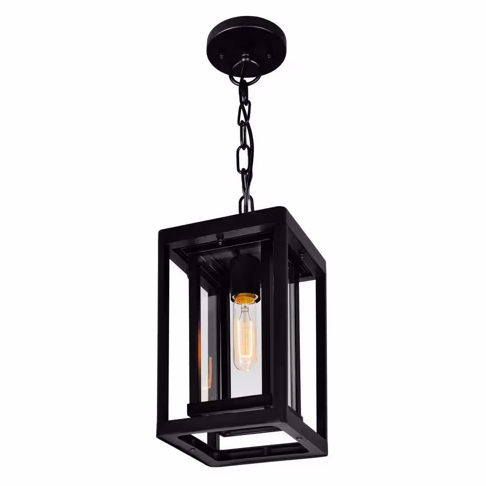 CWI Lighting Mulvane 1 Light Black Outdoor Hanging Light
