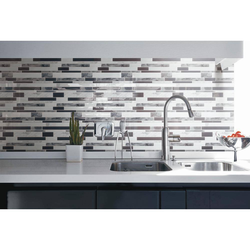 Inoxia SpeedTiles Take Home Sample Ice Gray and White 4 in. x 4 in. Glass and Stone Peel and Stick Wall Mosaic Tile (0.11 sq.ft/Each)