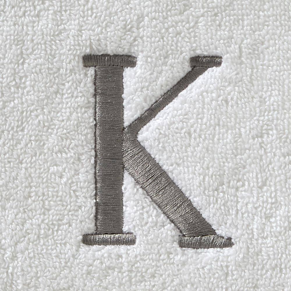 SKL Home Casual Monogram Letter K Bath Towel, white, cotton