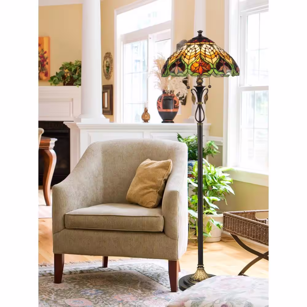 Dale Tiffany 60 in. Sir Henry Antique Brass Floor Lamp