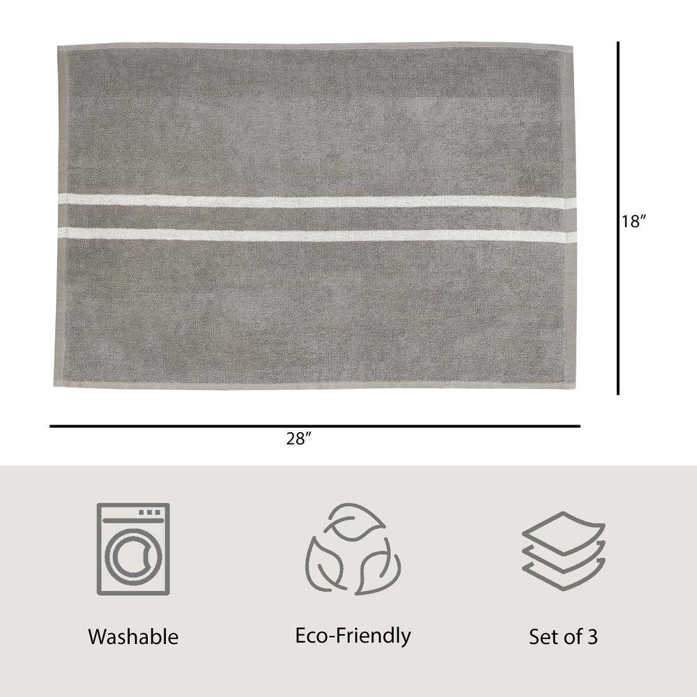 Nautica Grey Multi Stripe 100% Cotton Kitchen Towels (3 Piece Set)