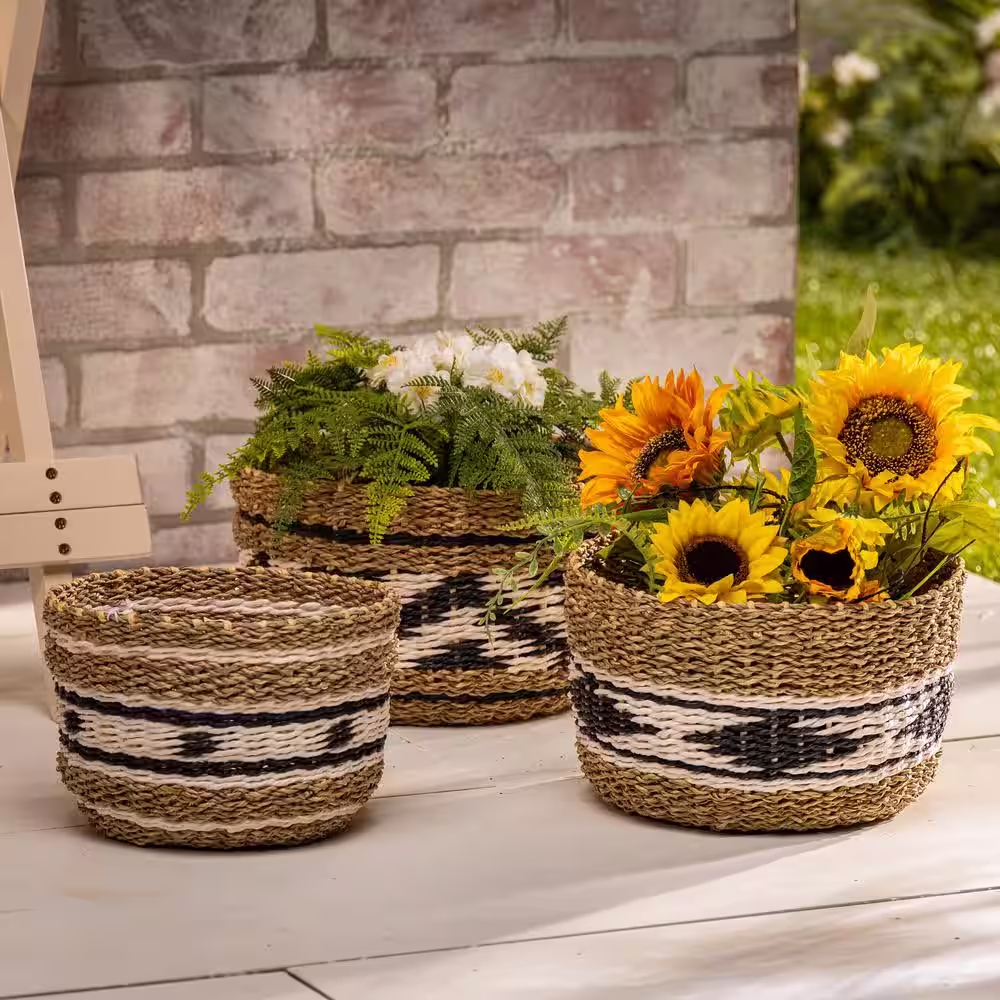 None Assorted Hand Woven Baskets (Set of 3)