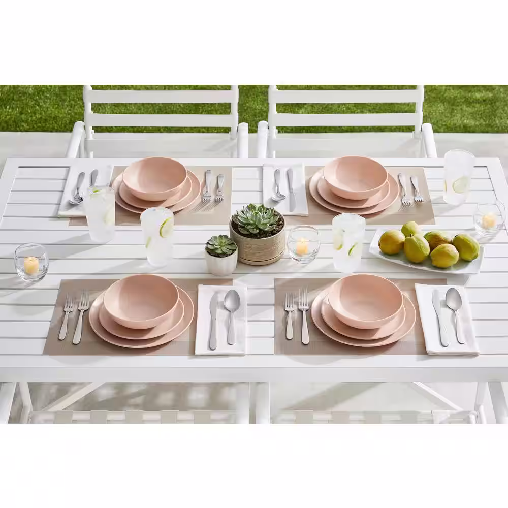 StyleWell Taryn Melamine Dinnerware Set in Matte Aged Clay (Service for 4)