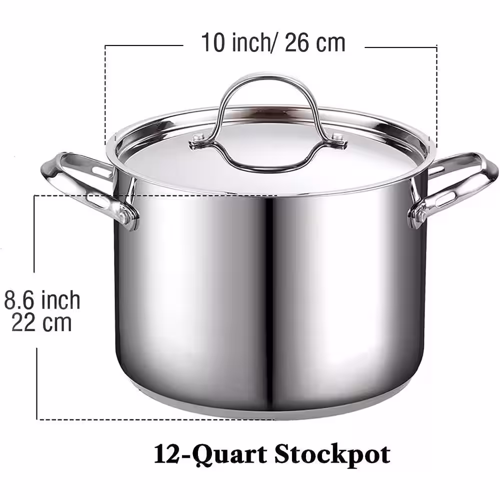Cooks Standard Classic 12 qt. Stainless Steel Stock Pot with Lid