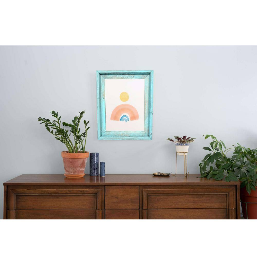 None Rustic Farmhouse Signature Series 8.5 in. x 11 in. Robins Egg Blue Reclaimed Picture Frame