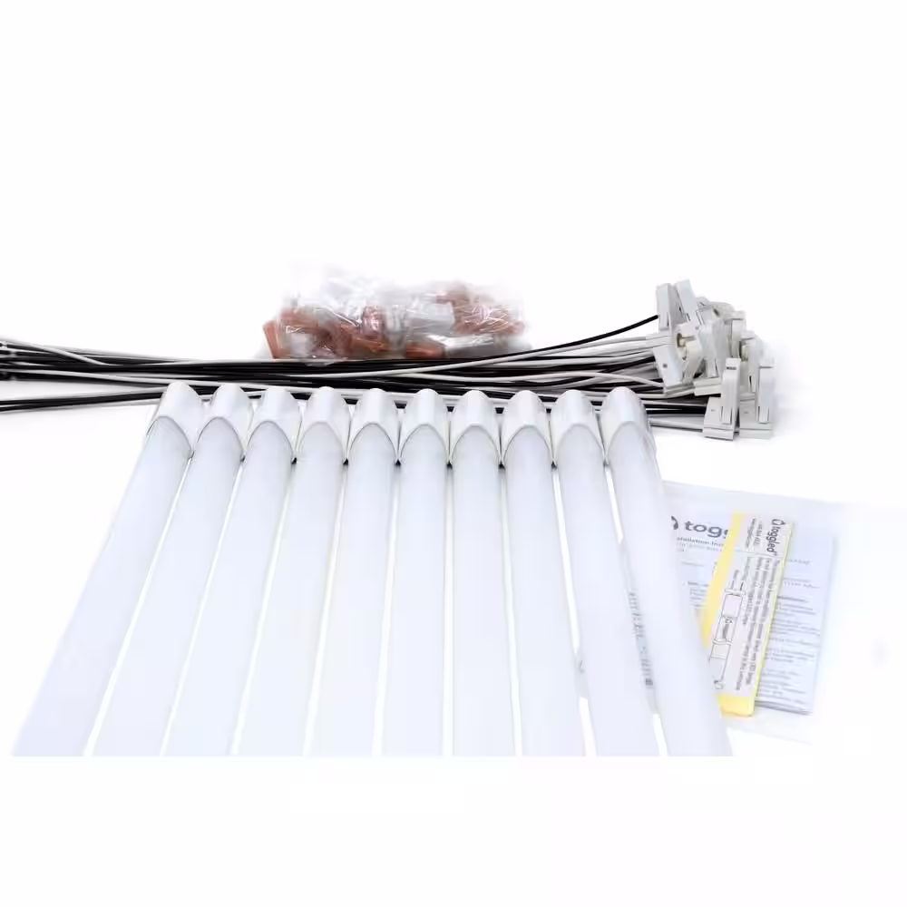 toggled 16-Watt 48 in. Universal Voltage Linear LED Tube Light Bulb 6500k (10-Pack)