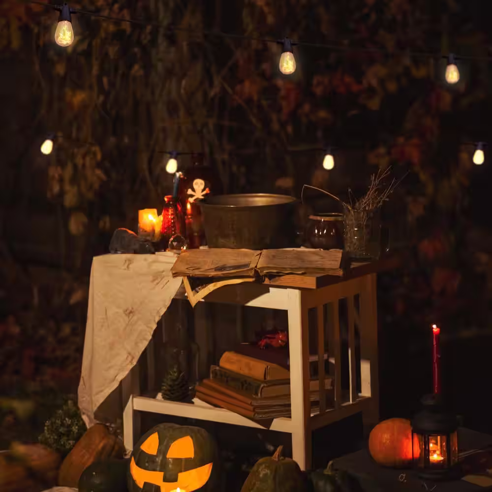 Brightech Ambience Pro 12-Light 27 ft. Outdoor Solar 1W 2700k LED S14 Edison Flame Bulb String-Light