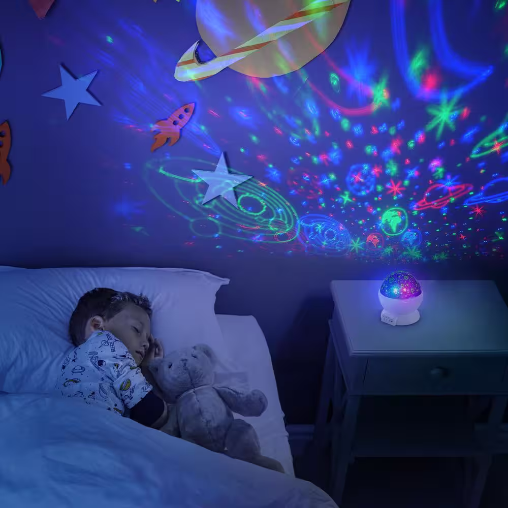 Globe Electric 0.6-Watt LED Integrated Color Changing Space Projector Nightlight with Interchangeable Projection Patterns