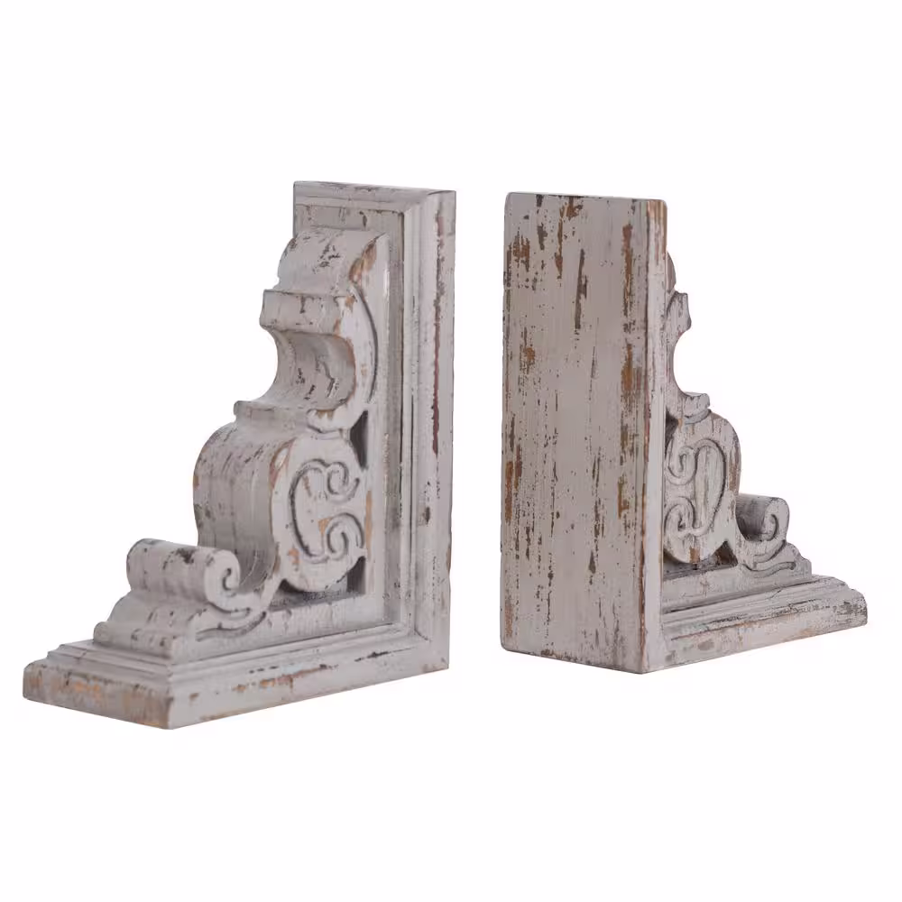 StyleCraft Tradition Distressed Taupe Wood Book Ends (2-Pack)