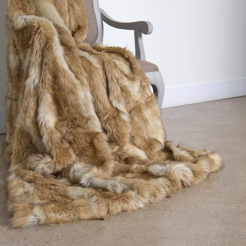 None Platinum Frost Faux Fur Throw 58 in. x 60 In.