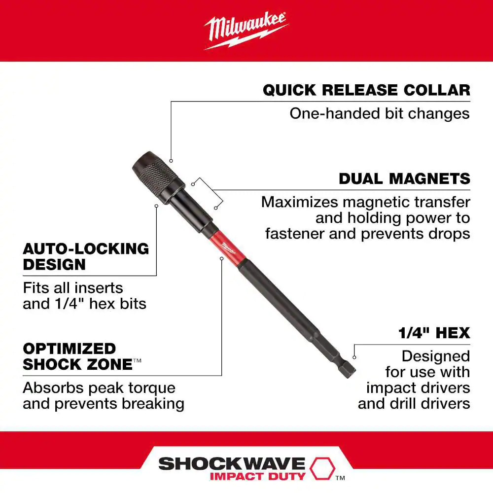 Milwaukee SHOCKWAVE Impact Duty 6 in. Magnetic Locking Bit Holder
