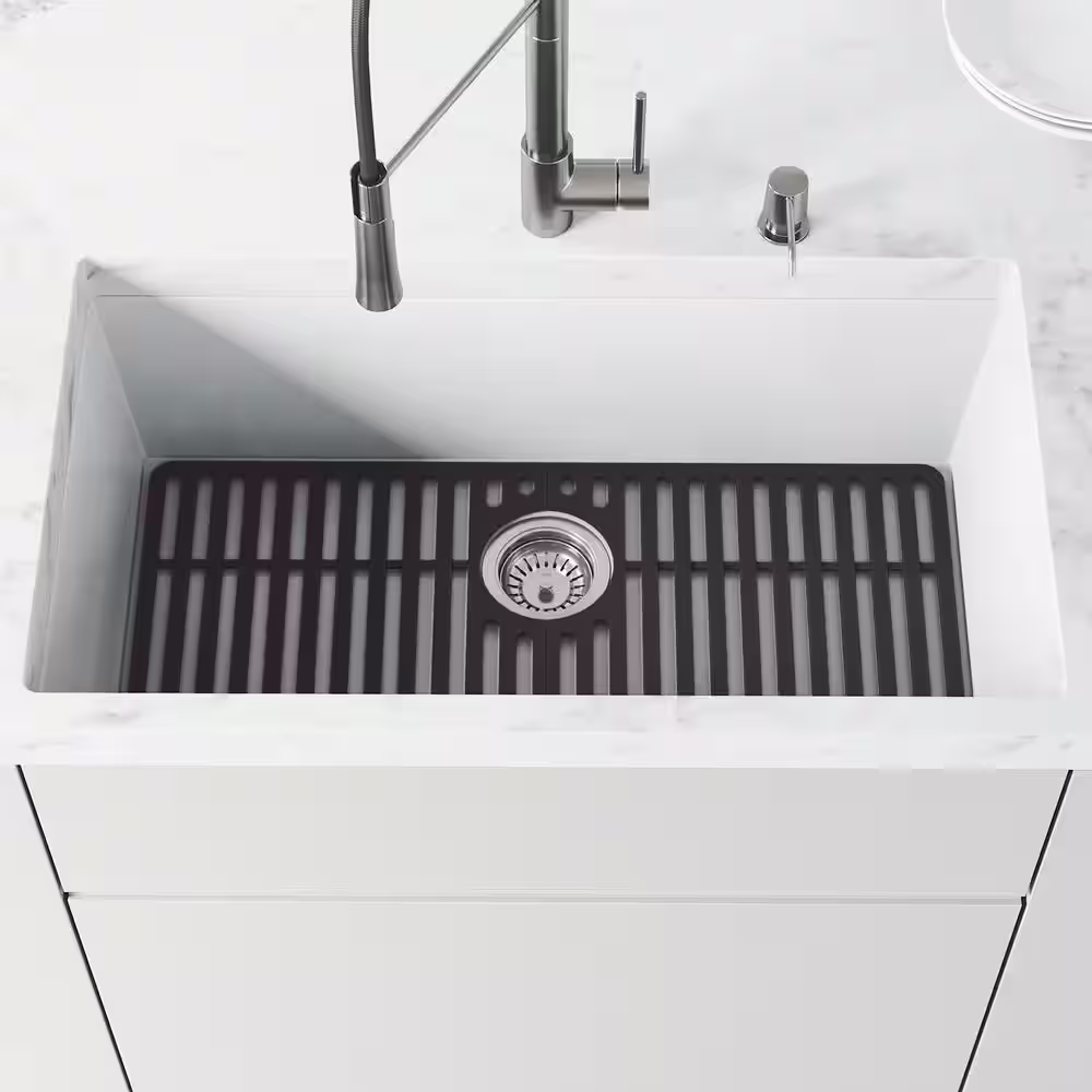 VIGO 28 in. Silicone Kitchen Sink Protective Bottom Grid For Single Basin Sink in Matte Black