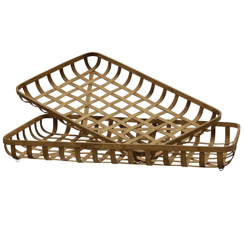 None Larkspur Paracel Brown Bamboo Decorative Trays (Set of 2)