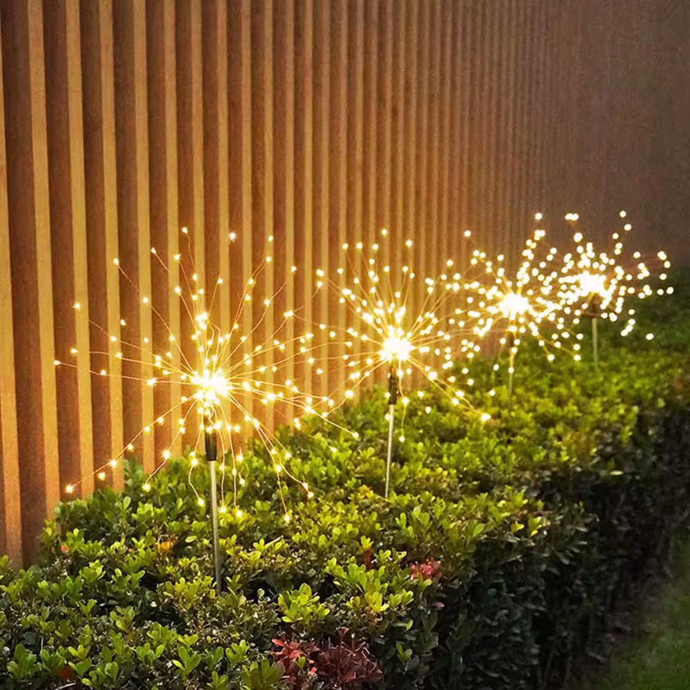 YANSUN White Outdoor Waterproof Decorative Integrated LED Solar Powered Path Light Fireworks lights in Warm White (2-Pack)