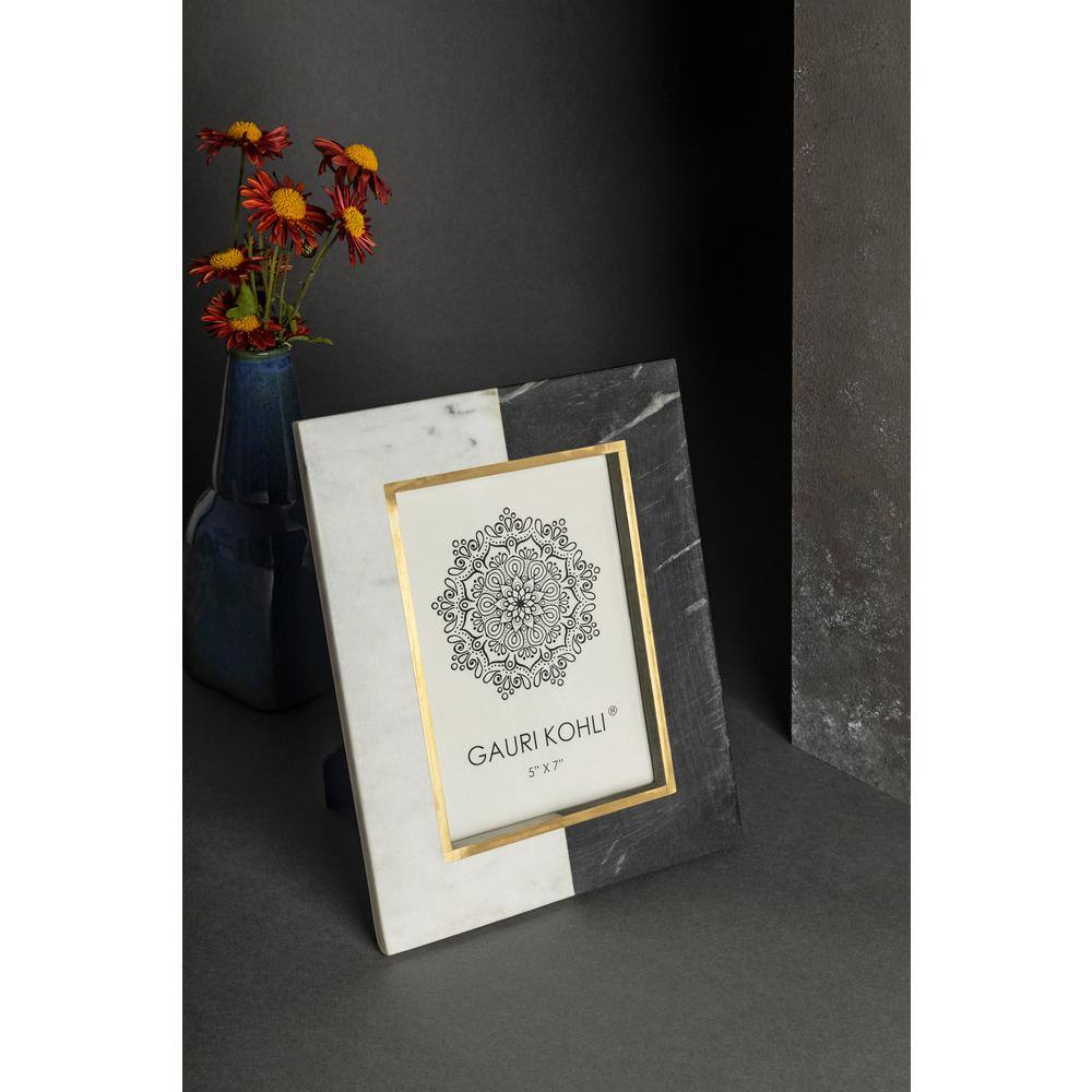 None Bellissimo Green Black Marble Picture Frame 5 in. x 7 in.