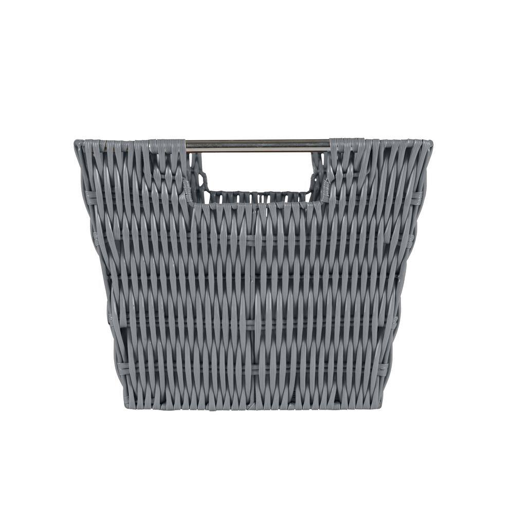 SIMPLIFY 8 in. x 10 in. Gray Medium Rattan Storage Tote Basket