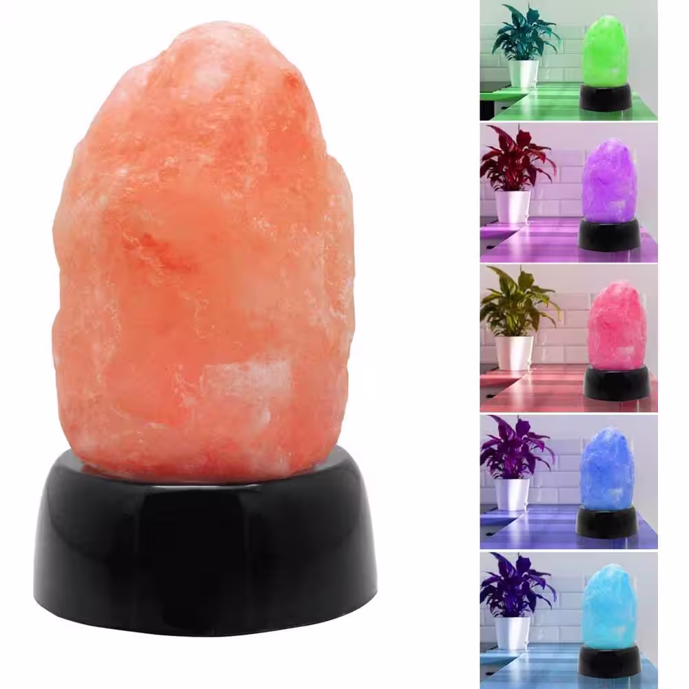 Himalayan Glow Himalayan Ionic Crystal Salt USB Multi-Color Mini Lamp, Home Decor Night Light Bulb 9-Watt