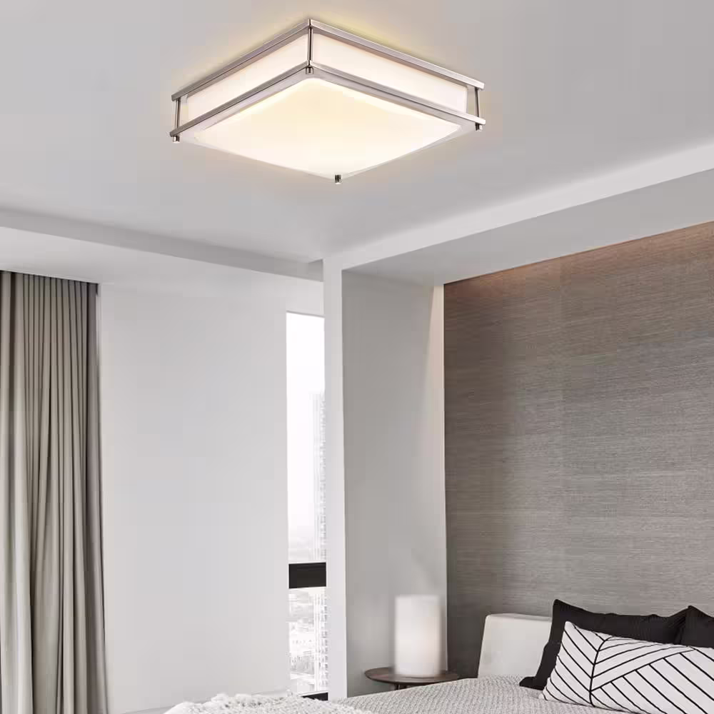 C Cattleya 15.75 in. Brushed Nickel Dimmable 23-Watt Selectable LED Flush Mount Ceiling Light 3000K 4000K 5000K