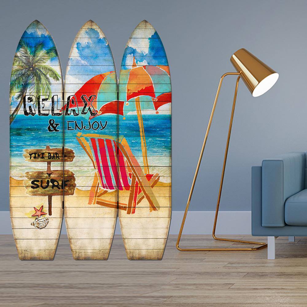 HomeRoots Mariana 71 in Classic Multicolor Surfboard Screen Panel