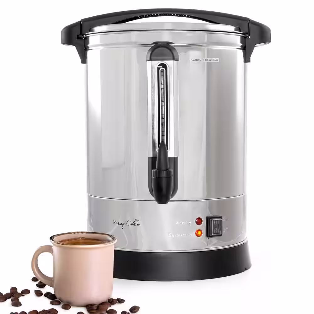 MegaChef 100 Cup Stainless Steel Coffee Urn in Silver