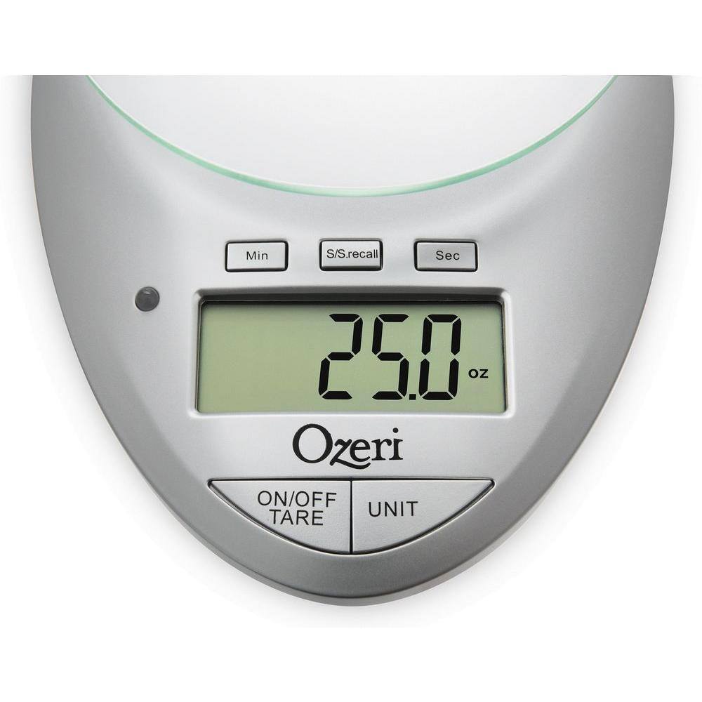 Ozeri Pro II Digital Kitchen Scale with Removable Glass Platform and Countdown Kitchen Timer (1 g to 12 lbs. Capacity)