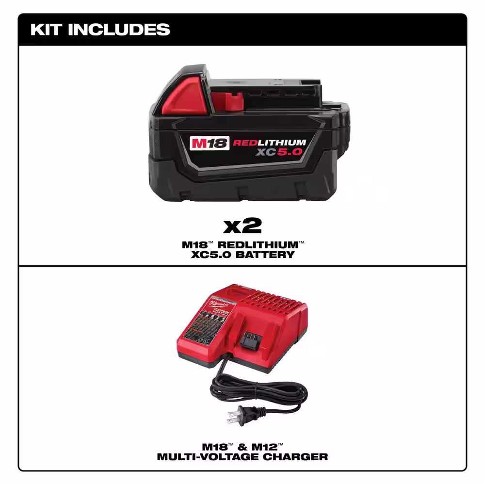 Milwaukee M18 18-Volt Lithium-Ion XC Starter Kit with Two 5.0Ah Batteries and Charger