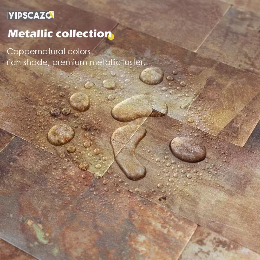 None Retro Copper Rectangl 12 in. x 12 in. PVC Peel and Stick Tile (5 sq. ft./5 Sheets)