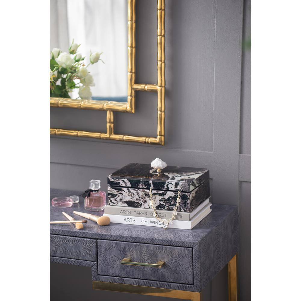 Afoxsos 9.70 in. x 6.80 in. x 5.00 in. MDF+Glass Jewelry Storage Box